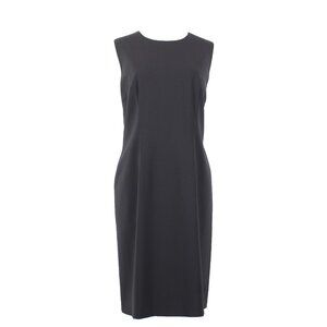 Boss Dress Sz 10 Black Unlined Simple Sleeveless Virgin Wool Knee Length Dress